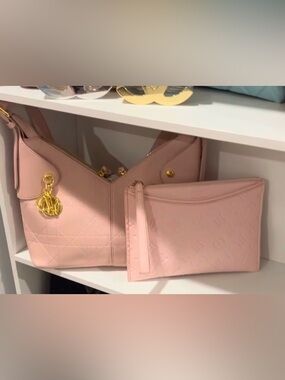 Pink CD shoulder bag and pouch